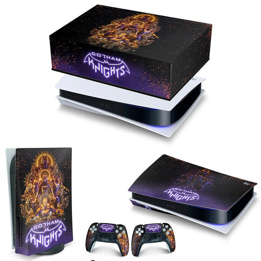 KIT Capa Anti Poeira e Skin Anti-Rage PS5 Fat Horizontal - Gotham Knights