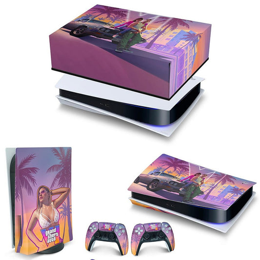 KIT Capa Anti Poeira e Skin Anti-Rage PS5 Fat Horizontal - GTA 6 VI