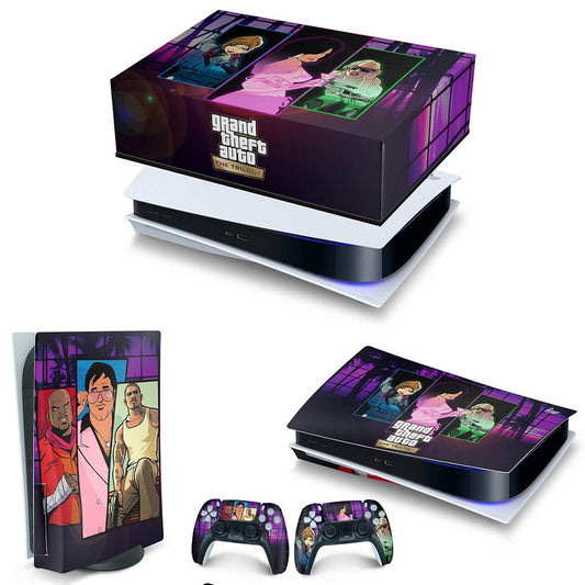 KIT Capa Anti Poeira e Skin Anti-Rage PS5 Fat Horizontal - GTA The Trilogy