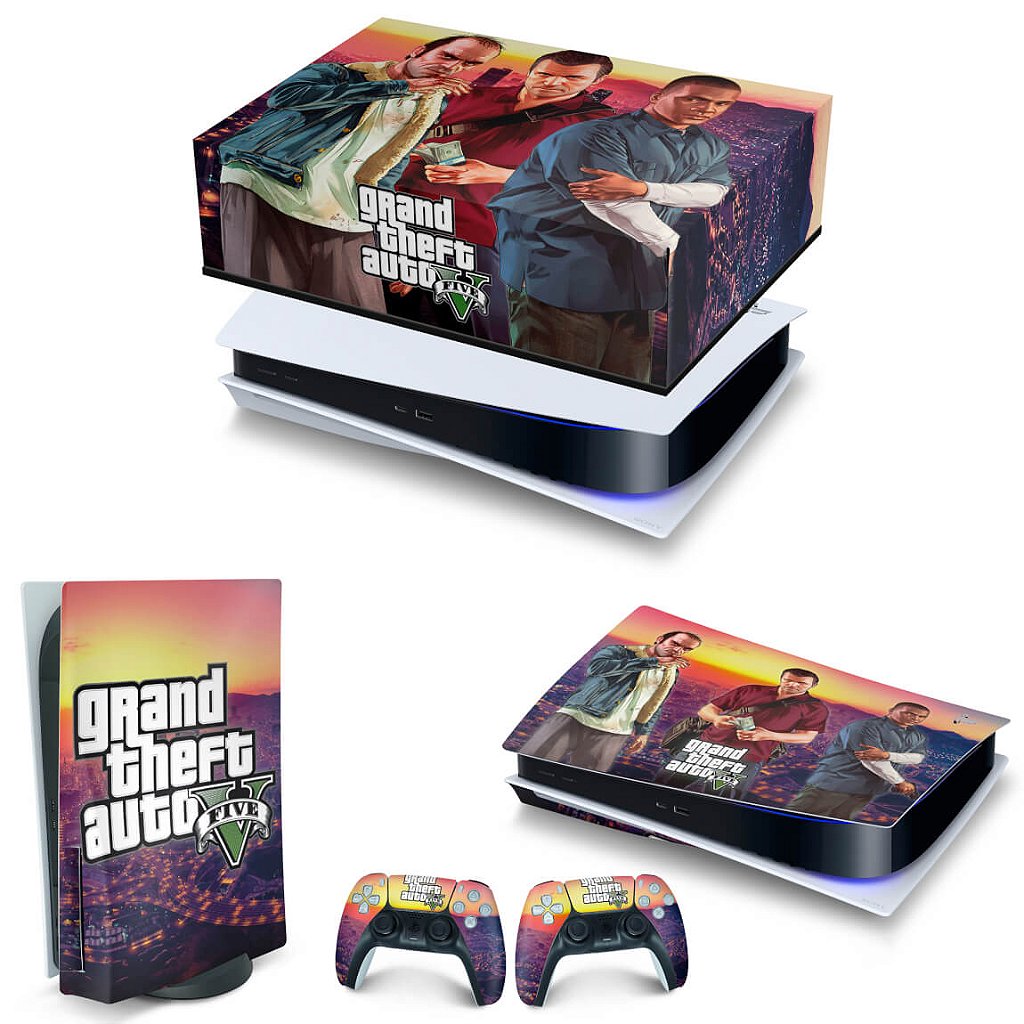 KIT Capa Anti Poeira e Skin Anti-Rage PS5 Fat Horizontal - GTA V