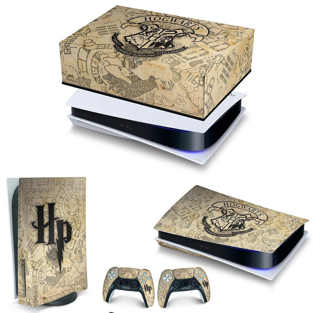 KIT Capa Anti Poeira e Skin Anti-Rage PS5 Fat Horizontal - Harry Potter