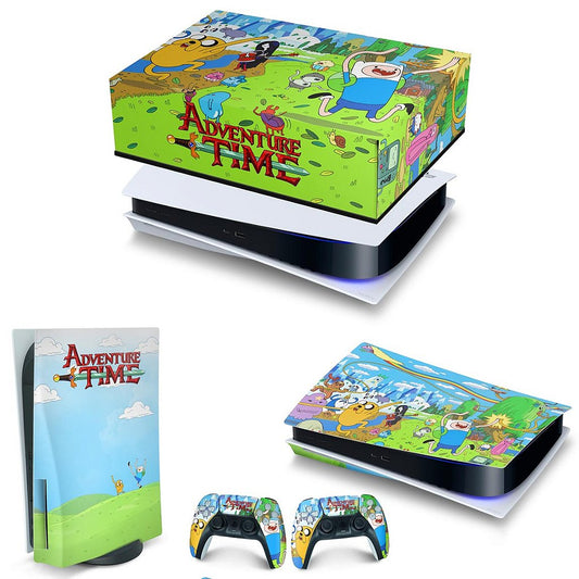 KIT Capa Anti Poeira e Skin Anti-Rage PS5 Fat Horizontal - Hora de Aventura