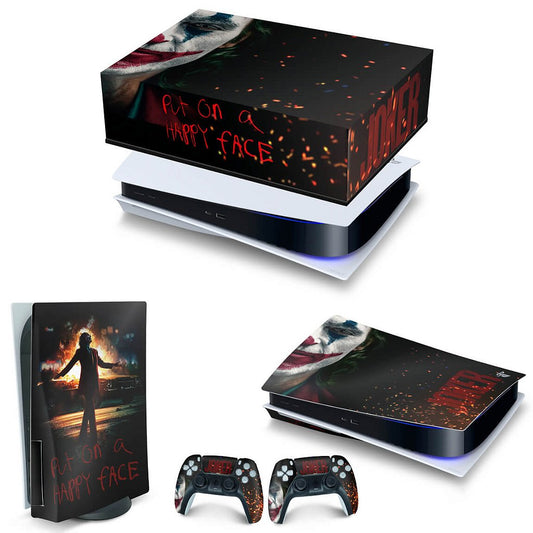 KIT Capa Anti Poeira e Skin Anti-Rage PS5 Fat Horizontal - Joker Filme