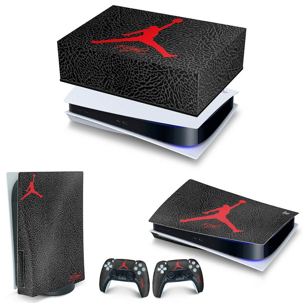KIT Capa Anti Poeira e Skin Anti-Rage PS5 Fat Horizontal - Jordan Flight