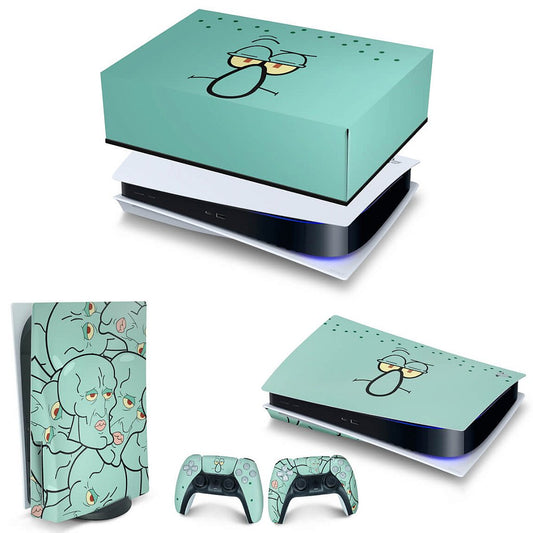 KIT Capa Anti Poeira e Skin Anti-Rage PS5 Fat Horizontal - Lula Molusco