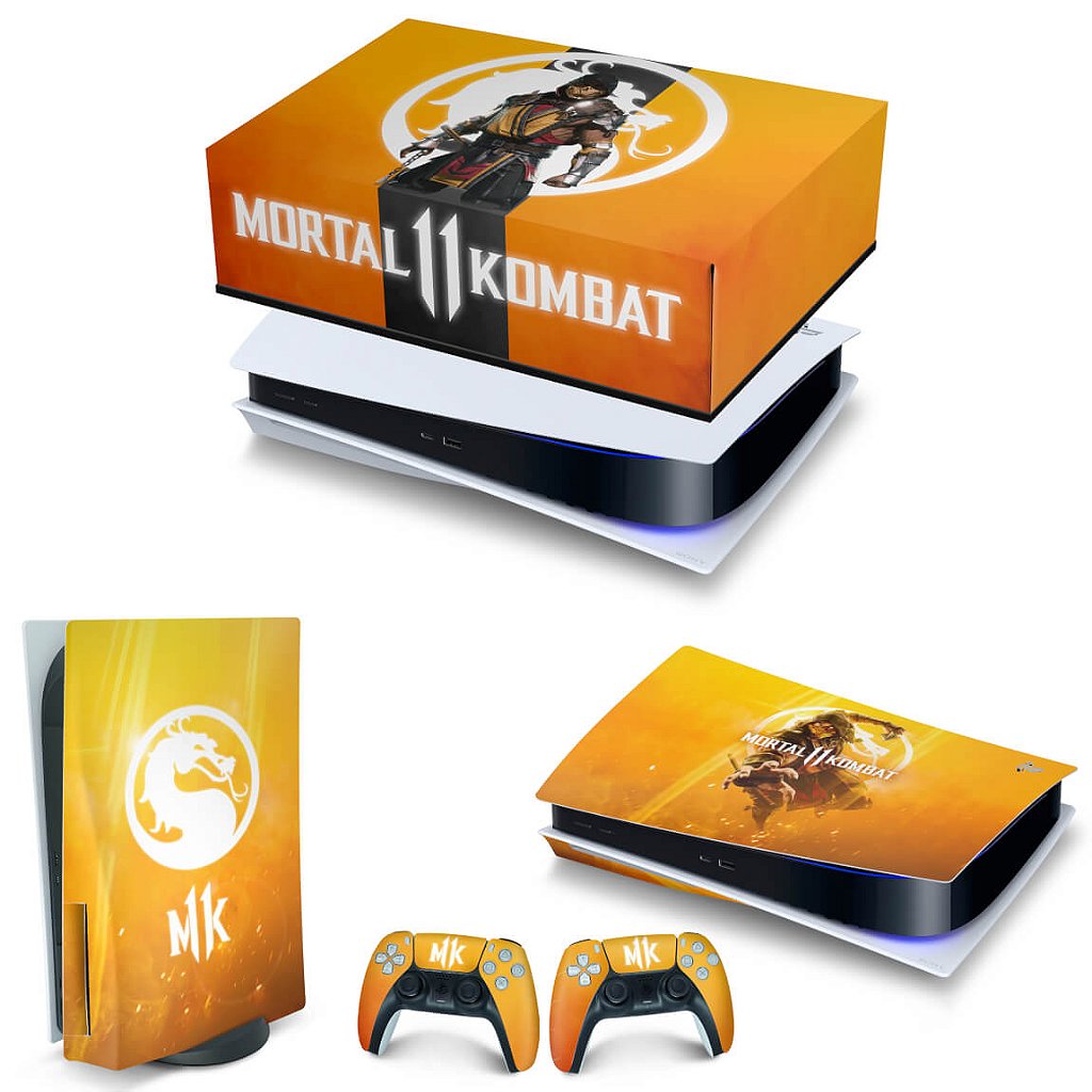 KIT Capa Anti Poeira e Skin Anti-Rage PS5 Fat Horizontal - Mortal Kombat 11