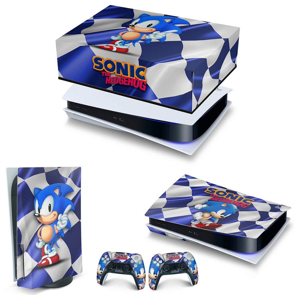 KIT Capa Anti Poeira e Skin Anti-Rage PS5 Fat Horizontal - Sonic