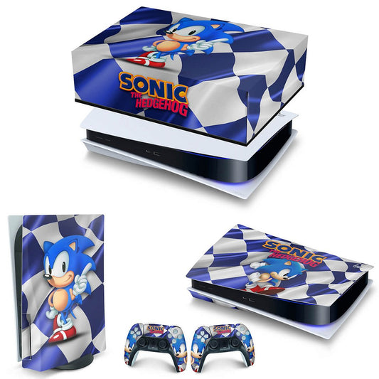 KIT Capa Anti Poeira e Skin Anti-Rage PS5 Fat Horizontal - Sonic