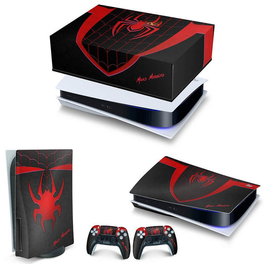KIT Capa Anti Poeira e Skin Anti-Rage PS5 Fat Horizontal - Spider-Man: Miles Morales