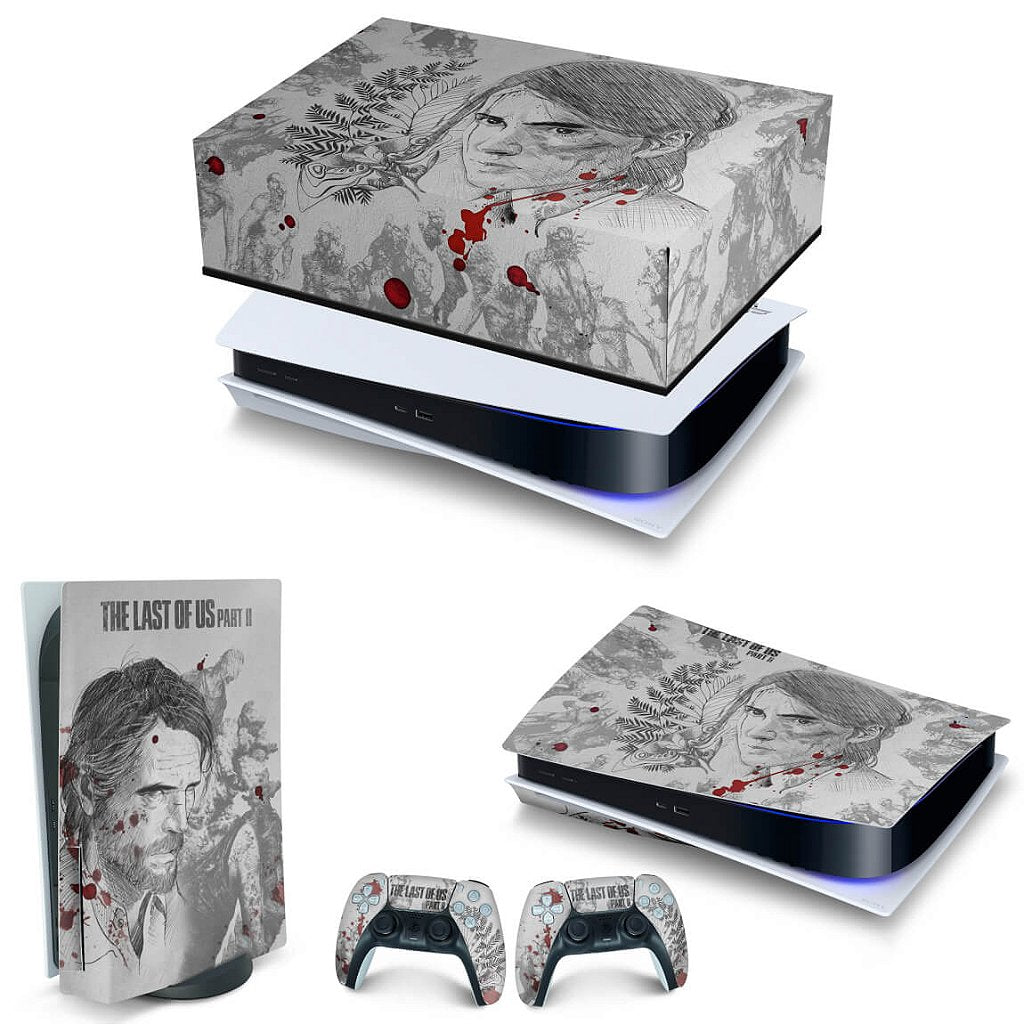 KIT Capa Anti Poeira e Skin Anti-Rage PS5 Fat Horizontal - Modelo 107