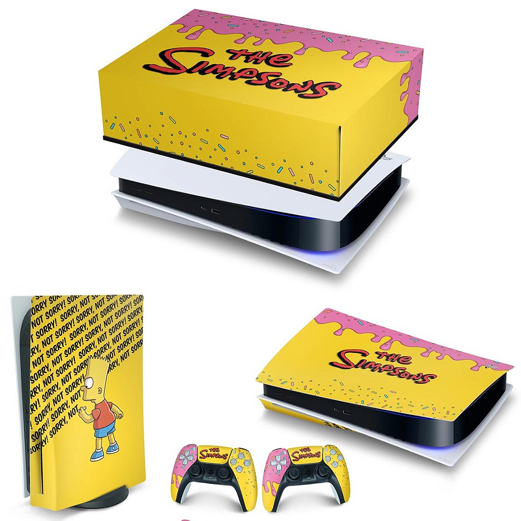 KIT Capa Anti Poeira e Skin Anti-Rage PS5 Fat Horizontal - The Simpsons - Pop Arte Skins