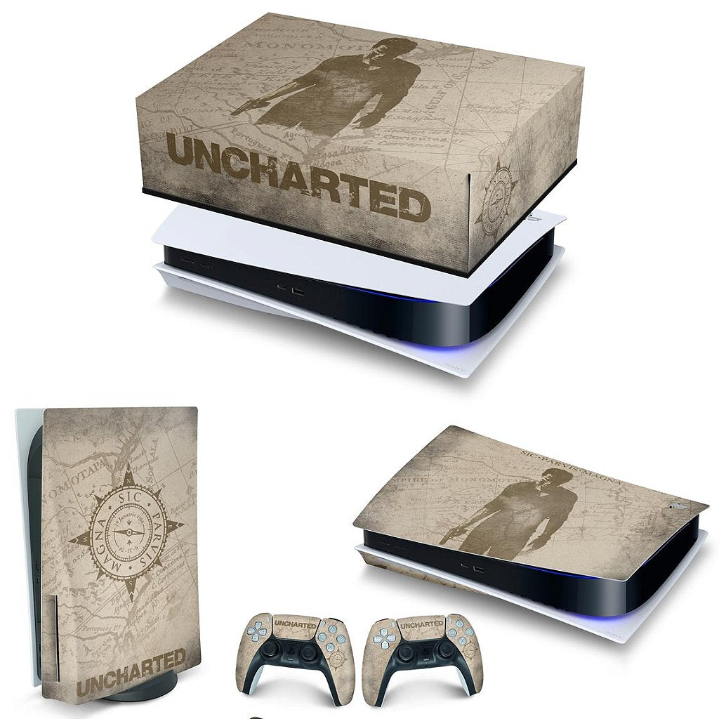 KIT Capa Anti Poeira e Skin Anti-Rage PS5 Fat Horizontal - Uncharted