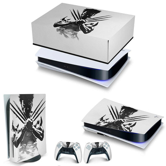 KIT Capa Anti Poeira e Skin Anti-Rage PS5 Fat Horizontal - Wolverine X-men