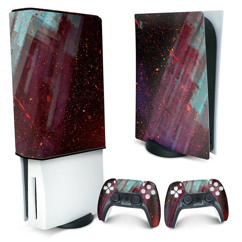 KIT Capa Anti Poeira e Skin Anti-Rage PS5 Fat Vertical - Abstrato #100
