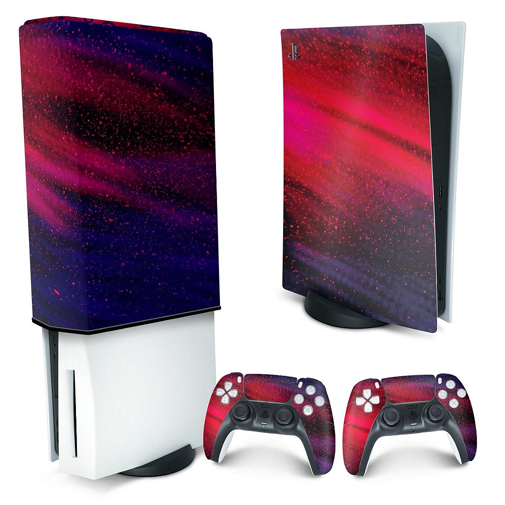 KIT Capa Anti Poeira e Skin Anti-Rage PS5 Fat Vertical - Abstrato #101 - Pop Arte Skins