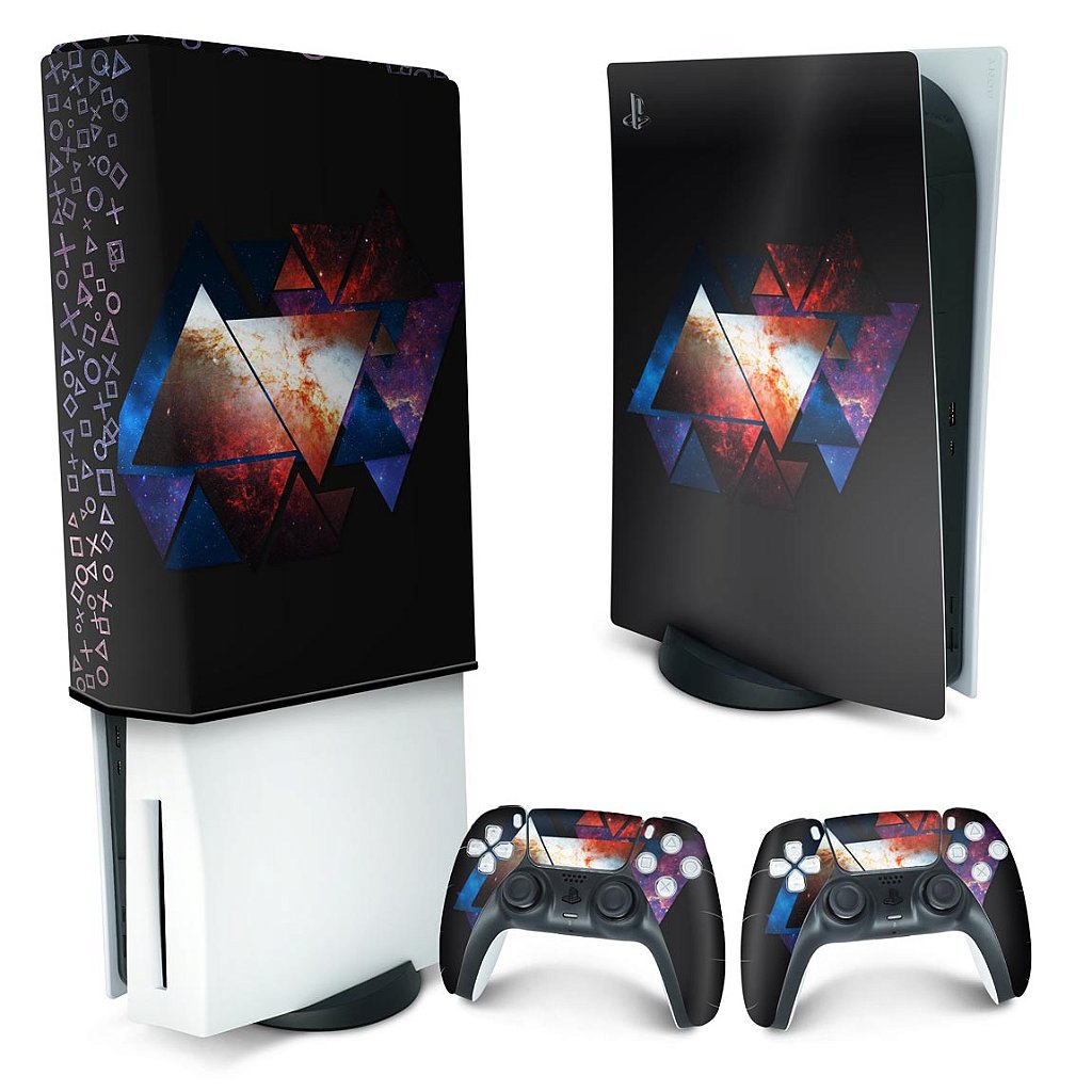 KIT Capa Anti Poeira e Skin Anti-Rage PS5 Fat Vertical - Abstrato #90 - Pop Arte Skins