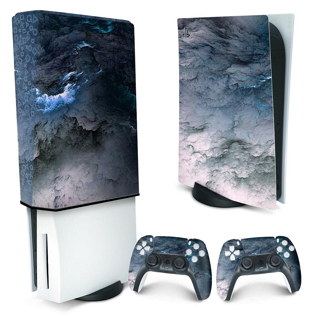 KIT Capa Anti Poeira e Skin Anti-Rage PS5 Fat Vertical - Abstrato #91