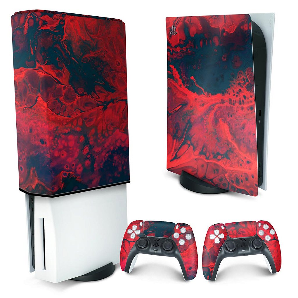 KIT Capa Anti Poeira e Skin Anti-Rage PS5 Fat Vertical - Abstrato #98