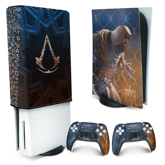 KIT Capa Anti Poeira e Skin Anti-Rage PS5 Fat Vertical - Assassin's Creed Mirage