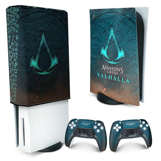 KIT Capa Anti Poeira e Skin Anti-Rage PS5 Fat Vertical - Assassin's Creed Valhalla