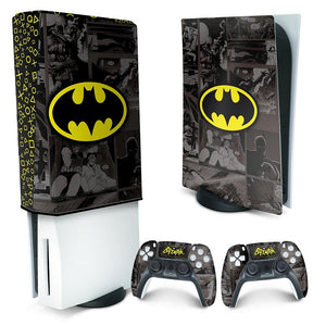 KIT Capa Anti Poeira e Skin Anti-Rage PS5 Fat Vertical - Batman Comics - Pop Arte Skins