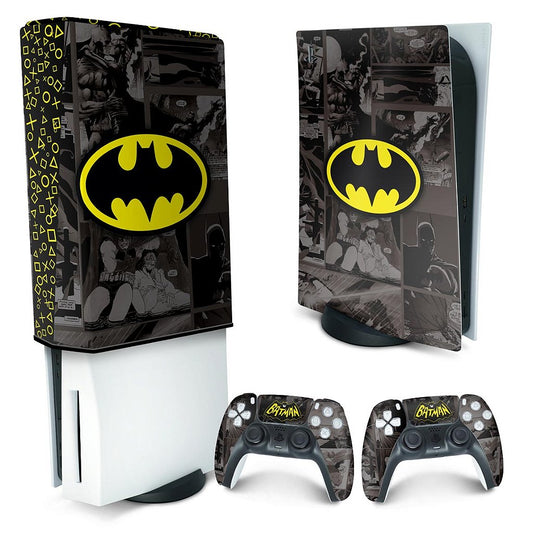KIT Capa Anti Poeira e Skin Anti-Rage PS5 Fat Vertical - Batman Comics