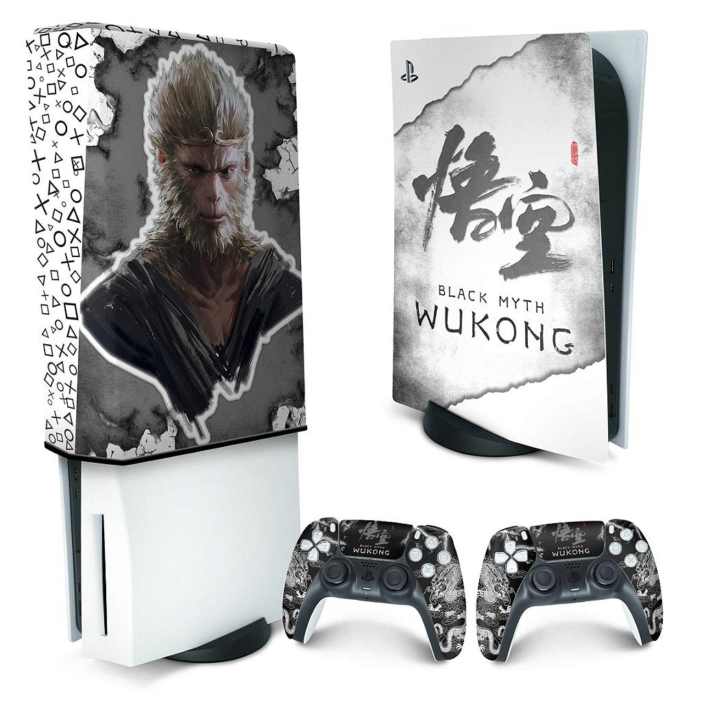 KIT Capa Anti Poeira e Skin Anti-Rage PS5 Fat Vertical - Black Myth: Wukong