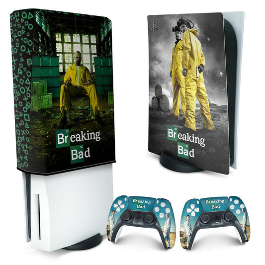KIT Capa Anti Poeira e Skin Anti-Rage PS5 Fat Vertical - Breaking Bad