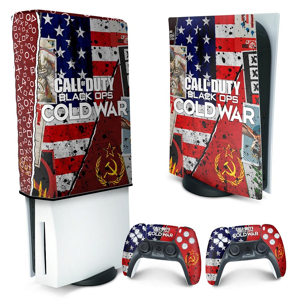 KIT Capa Anti Poeira e Skin Anti-Rage PS5 Fat Vertical - Call Of Duty Cold War