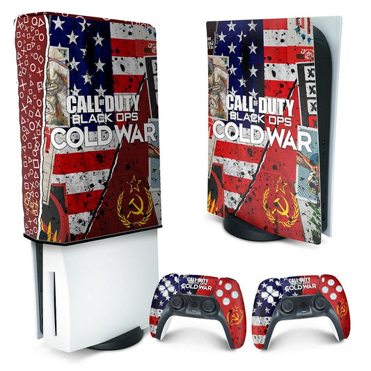KIT Capa Anti Poeira e Skin Anti-Rage PS5 Fat Vertical - Call Of Duty Cold War