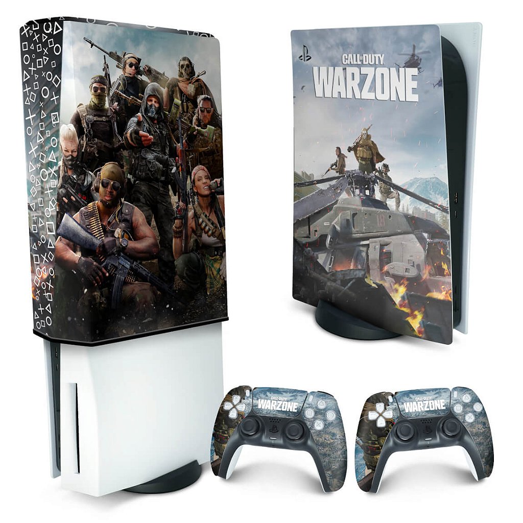 KIT Capa Anti Poeira e Skin Anti-Rage PS5 Fat Vertical - Call of Duty Warzone