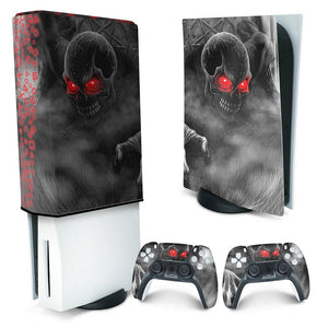 KIT Capa Anti Poeira e Skin Anti-Rage PS5 Fat Vertical - Caveira Skull - Pop Arte Skins