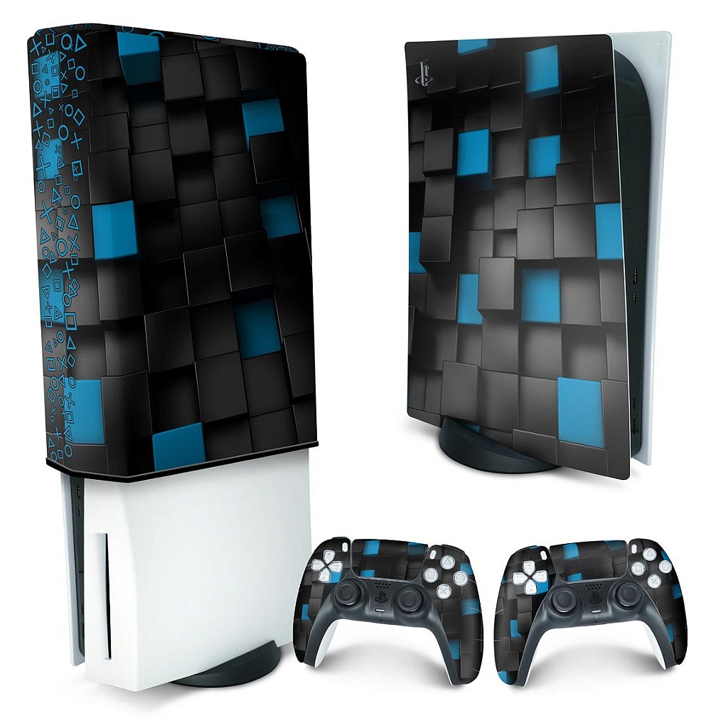 KIT Capa Anti Poeira e Skin Anti-Rage PS5 Fat Vertical - Cubos