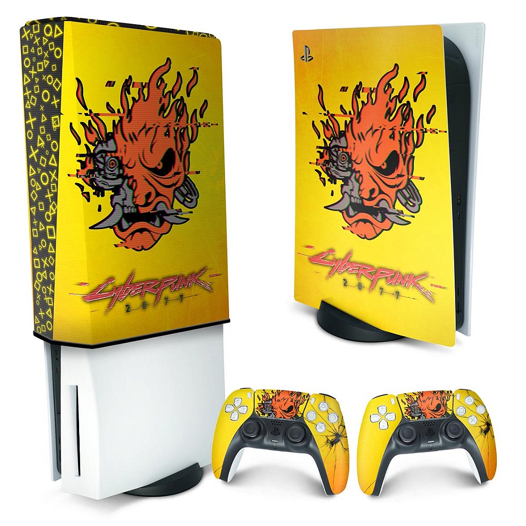 KIT Capa Anti Poeira e Skin Anti-Rage PS5 Fat Vertical - Cyberpunk 2077