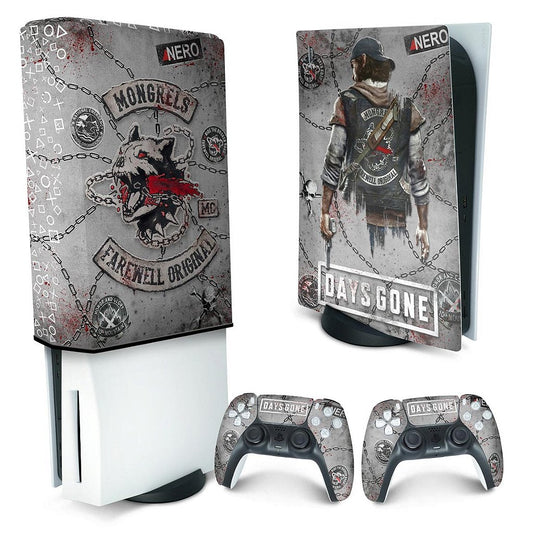 KIT Capa Anti Poeira e Skin Anti-Rage PS5 Fat Vertical - Days Gone
