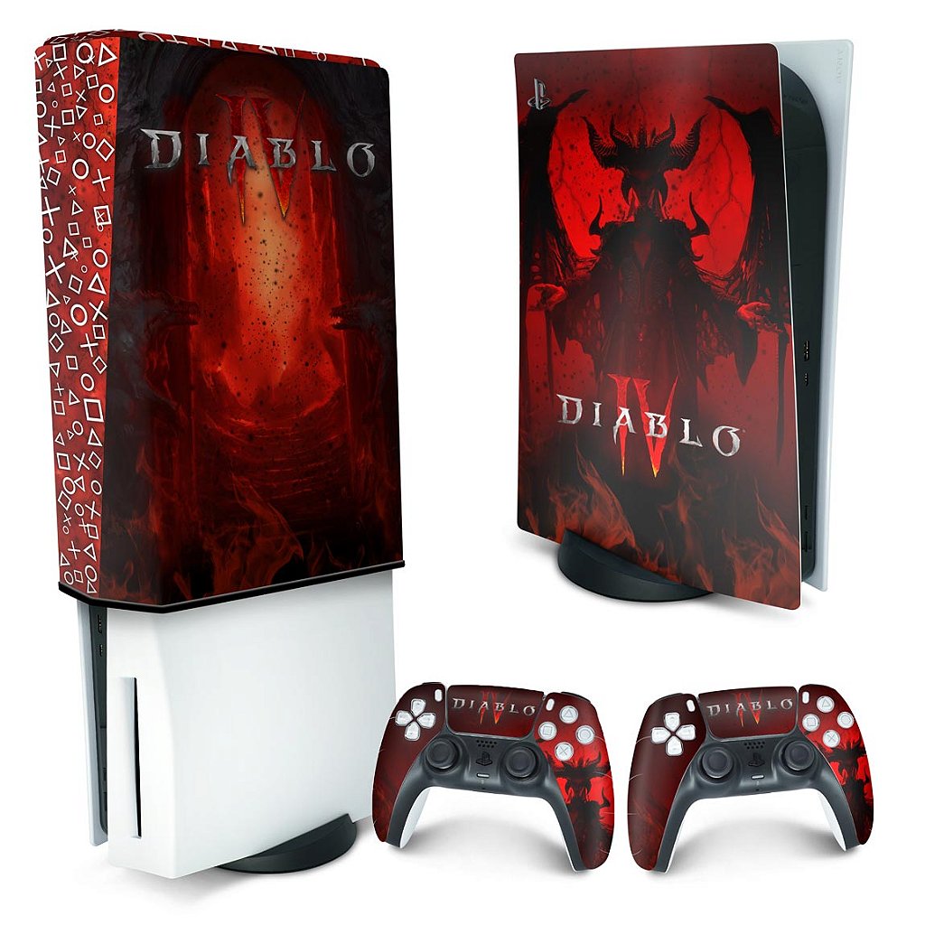 KIT Capa Anti Poeira e Skin Anti-Rage PS5 Fat Vertical - Diablo IV 4