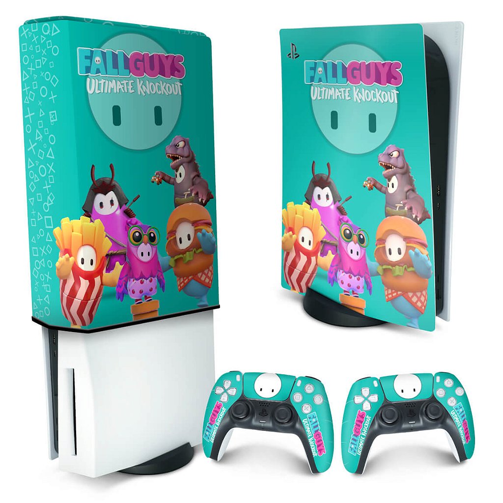 KIT Capa Anti Poeira e Skin Anti-Rage PS5 Fat Vertical - Fall Guys