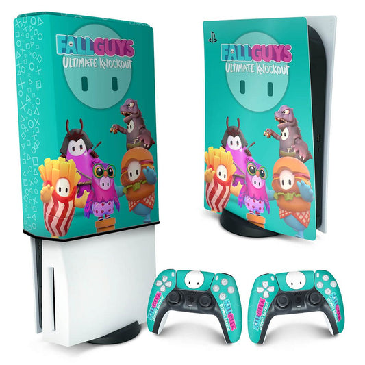 KIT Capa Anti Poeira e Skin Anti-Rage PS5 Fat Vertical - Fall Guys