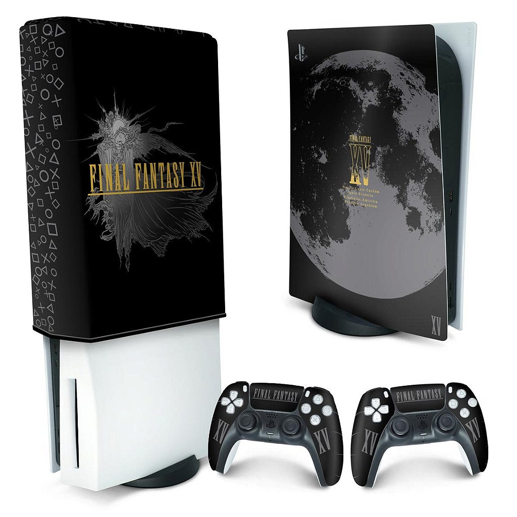 KIT Capa Anti Poeira e Skin Anti-Rage PS5 Fat Vertical - Final Fantasy XV Bundle - Pop Arte Skins