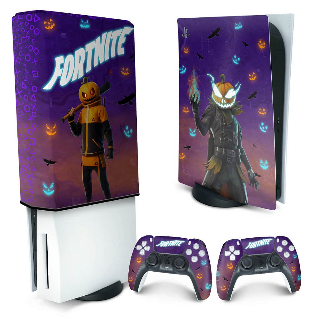 KIT Capa Anti Poeira e Skin Anti-Rage PS5 Fat Vertical - Fortnite