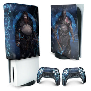 KIT Capa Anti Poeira e Skin Anti-Rage PS5 Fat Vertical - God of War Ragnarok B - Pop Arte Skins