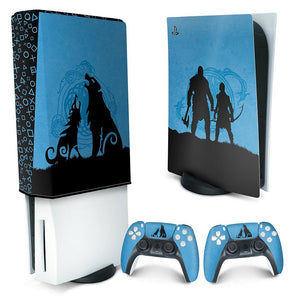 KIT Capa Anti Poeira e Skin Anti-Rage PS5 Fat Vertical - God of War Ragnarok Edition - Pop Arte Skins