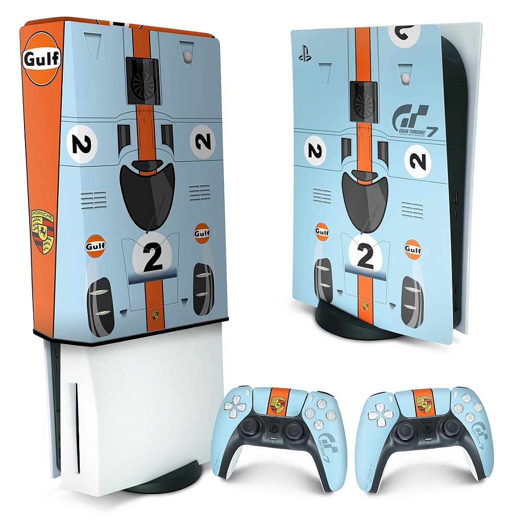 KIT Capa Anti Poeira e Skin Anti-Rage PS5 Fat Vertical - Gran Turismo 7