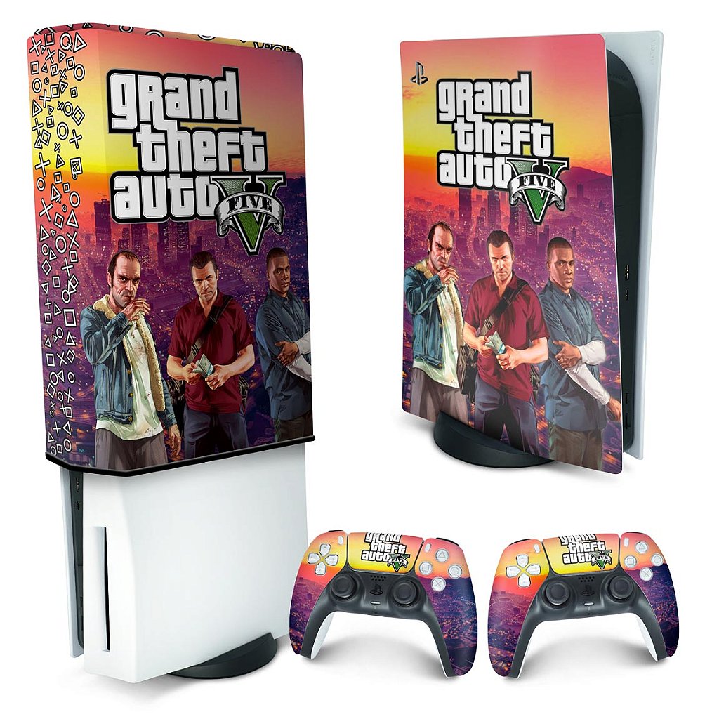 KIT Capa Anti Poeira e Skin Anti-Rage PS5 Fat Vertical - GTA V