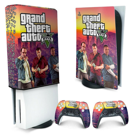 KIT Capa Anti Poeira e Skin Anti-Rage PS5 Fat Vertical - GTA V