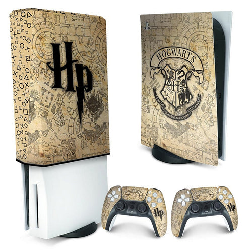 KIT Capa Anti Poeira e Skin Anti-Rage PS5 Fat Vertical - Harry Potter