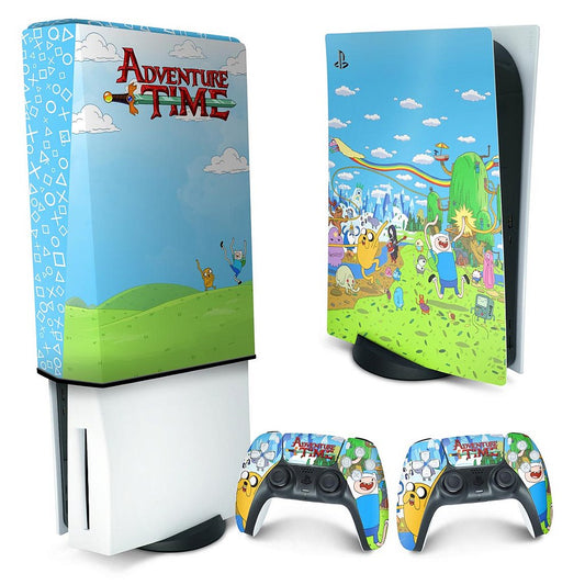 KIT Capa Anti Poeira e Skin Anti-Rage PS5 Fat Vertical - Hora de Aventura