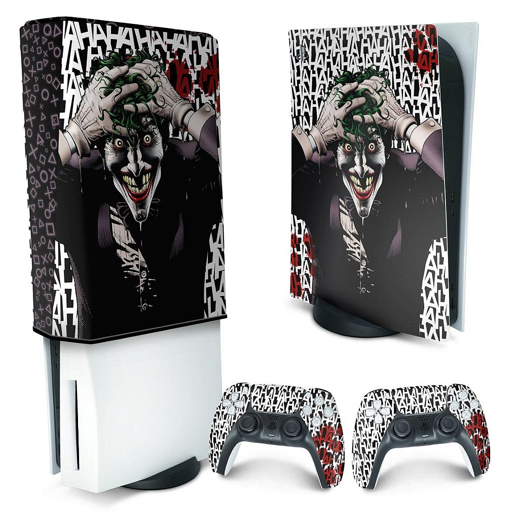 KIT Capa Anti Poeira e Skin Anti-Rage PS5 Fat Vertical - Joker Coringa