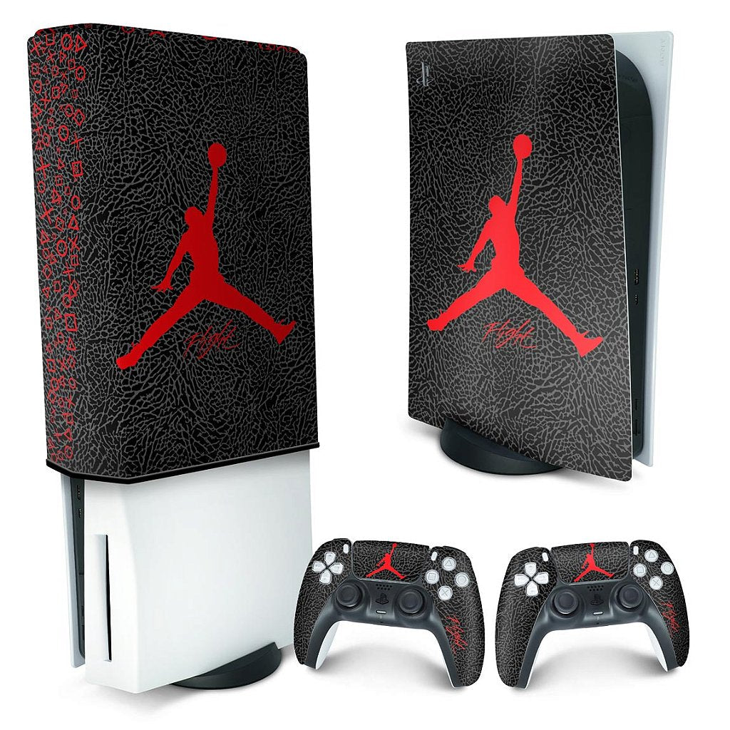 KIT Capa Anti Poeira e Skin Anti-Rage PS5 Fat Vertical - Jordan Flight