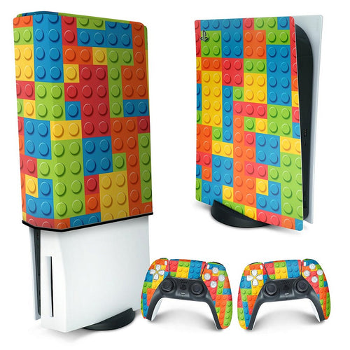KIT Capa Anti Poeira e Skin Anti-Rage PS5 Fat Vertical - Lego Peça